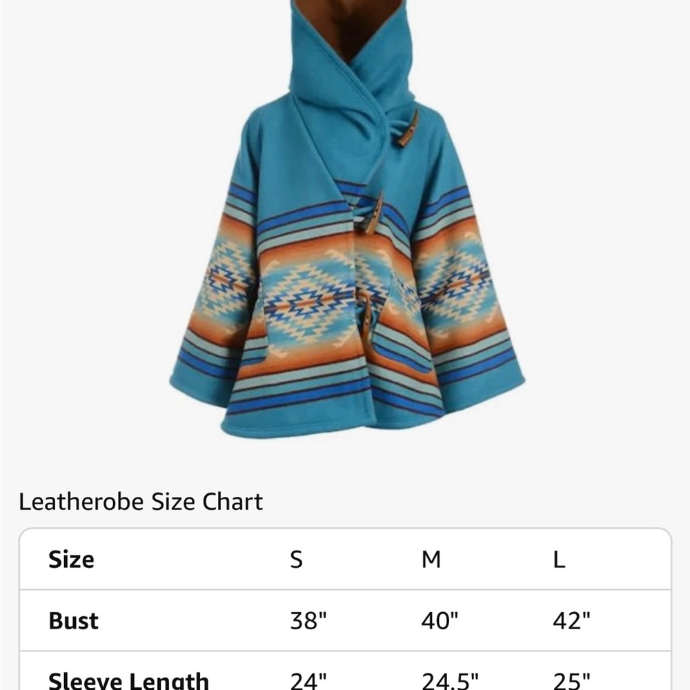 Leatherobe Blue Coat Aztec Coat. Size small. - Picture 10 of 12